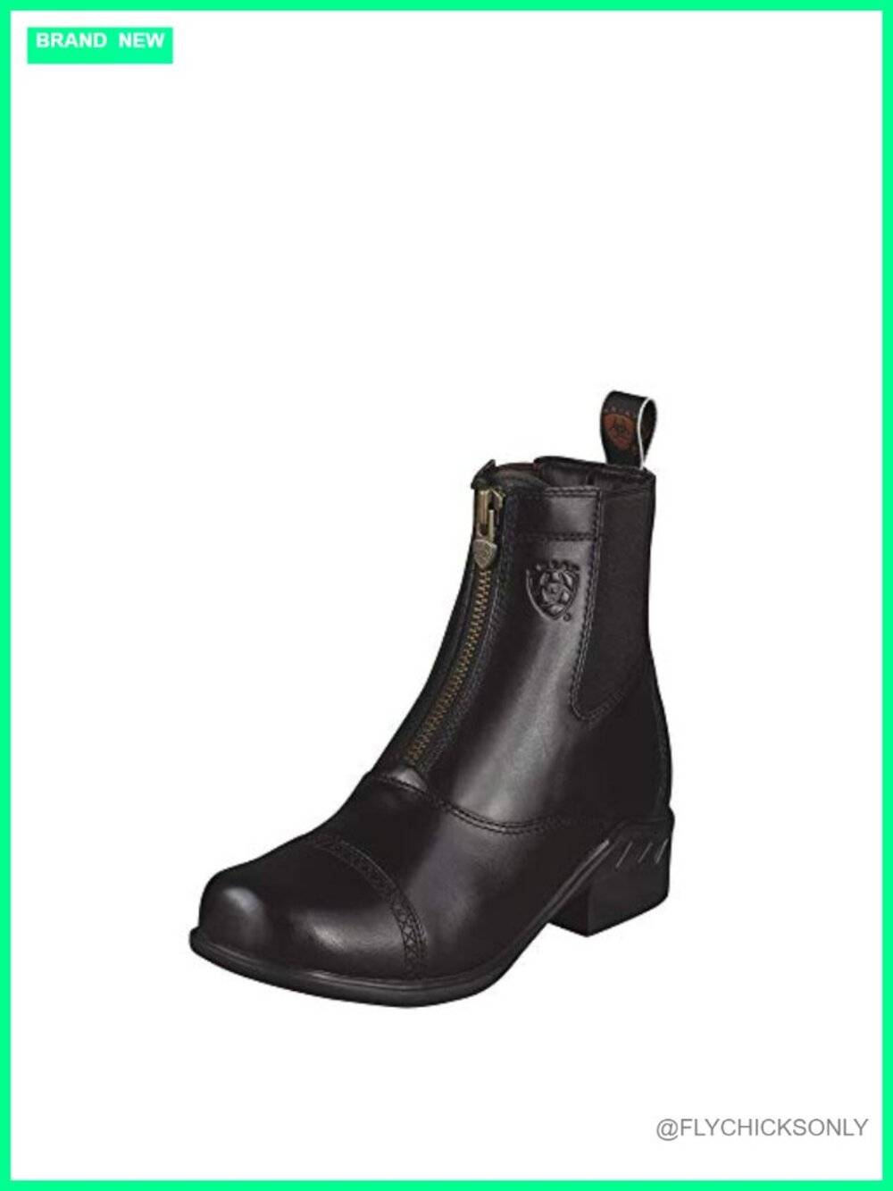 Ariat Heritage Zip Paddock Boot Faux Leather Round Toe Block Heel Equestrian